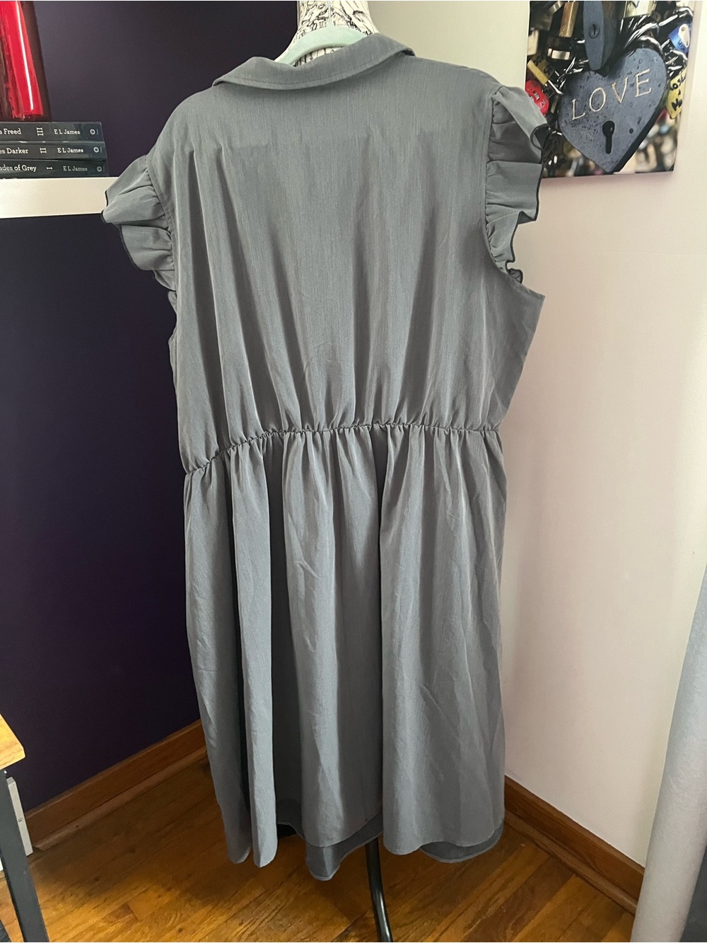 BloomChic aplus Size Gray Ruffle-Front Casual Dress - Picture 6 of 7